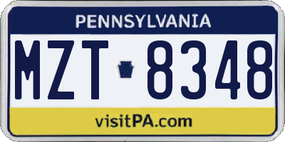 PA license plate MZT8348