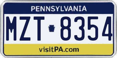 PA license plate MZT8354
