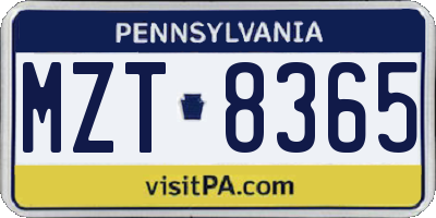 PA license plate MZT8365