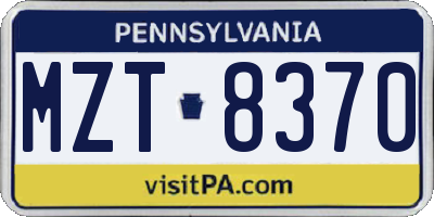 PA license plate MZT8370