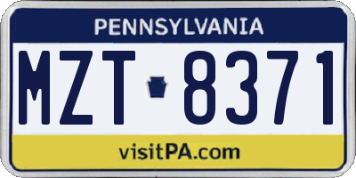 PA license plate MZT8371