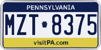 PA license plate MZT8375