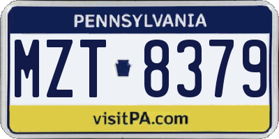 PA license plate MZT8379