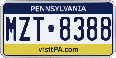 PA license plate MZT8388