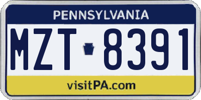 PA license plate MZT8391