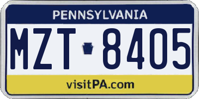 PA license plate MZT8405