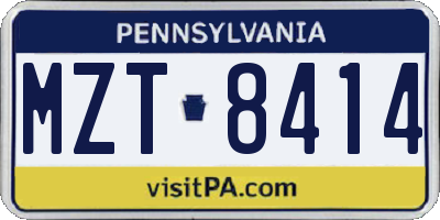 PA license plate MZT8414