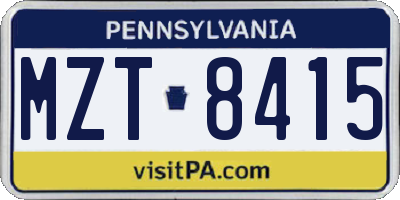 PA license plate MZT8415