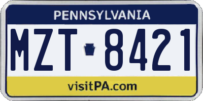 PA license plate MZT8421