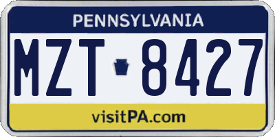 PA license plate MZT8427
