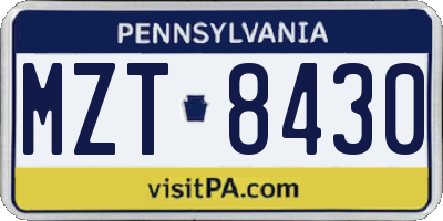 PA license plate MZT8430