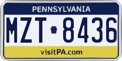 PA license plate MZT8436