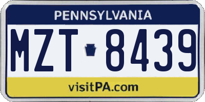 PA license plate MZT8439