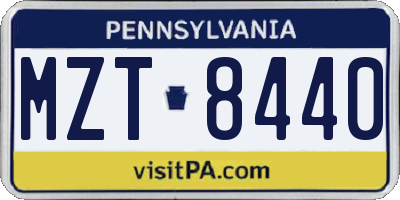 PA license plate MZT8440