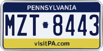 PA license plate MZT8443