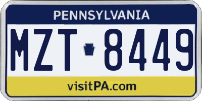 PA license plate MZT8449