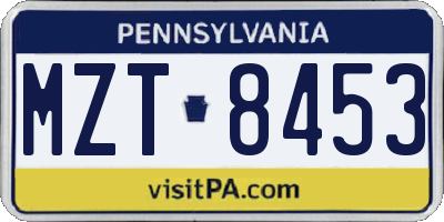 PA license plate MZT8453