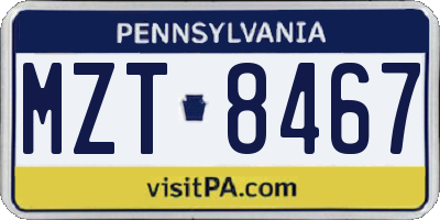 PA license plate MZT8467