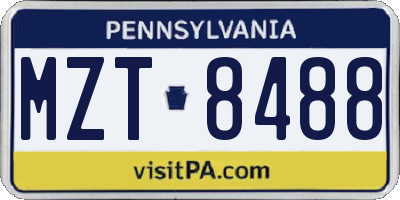 PA license plate MZT8488