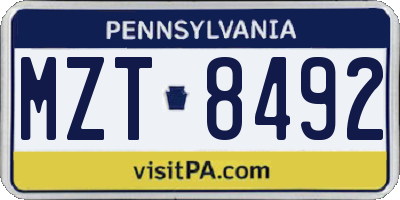 PA license plate MZT8492