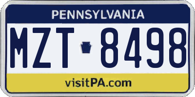 PA license plate MZT8498