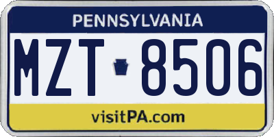 PA license plate MZT8506