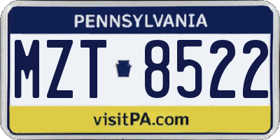 PA license plate MZT8522