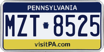 PA license plate MZT8525