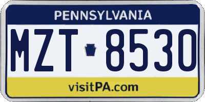 PA license plate MZT8530