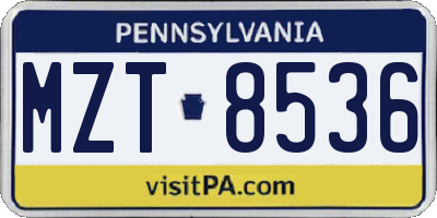 PA license plate MZT8536