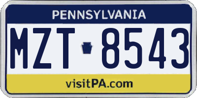 PA license plate MZT8543
