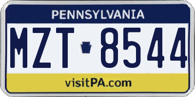 PA license plate MZT8544