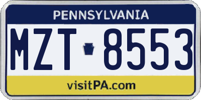 PA license plate MZT8553