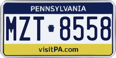 PA license plate MZT8558