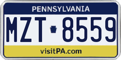 PA license plate MZT8559
