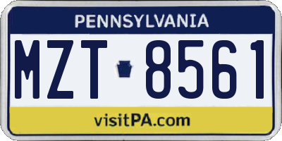 PA license plate MZT8561