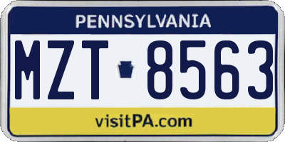 PA license plate MZT8563