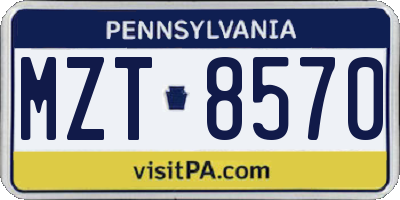 PA license plate MZT8570