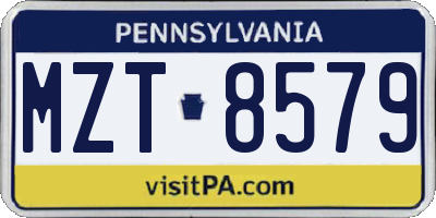 PA license plate MZT8579