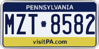 PA license plate MZT8582