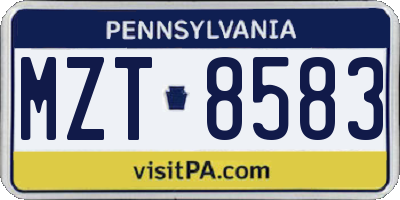 PA license plate MZT8583
