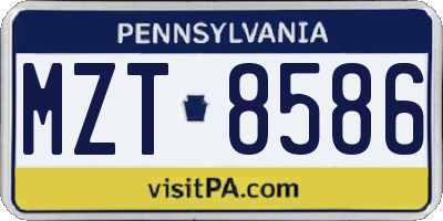 PA license plate MZT8586