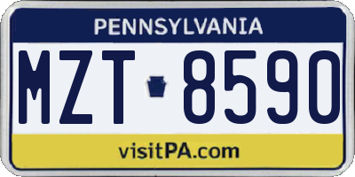 PA license plate MZT8590