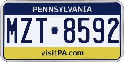 PA license plate MZT8592