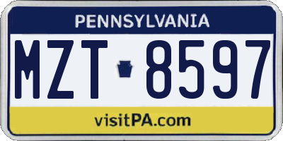 PA license plate MZT8597