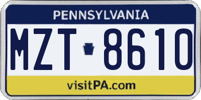 PA license plate MZT8610