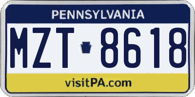 PA license plate MZT8618