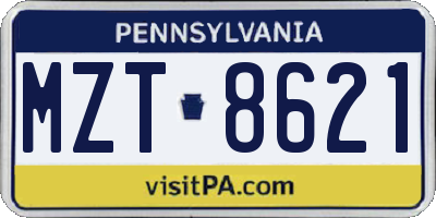PA license plate MZT8621