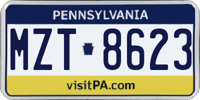 PA license plate MZT8623