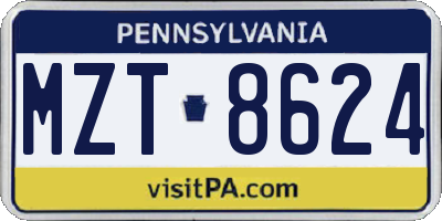 PA license plate MZT8624